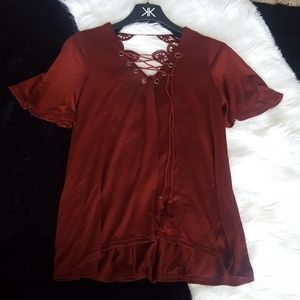 💕 deep maroon xhiliration top